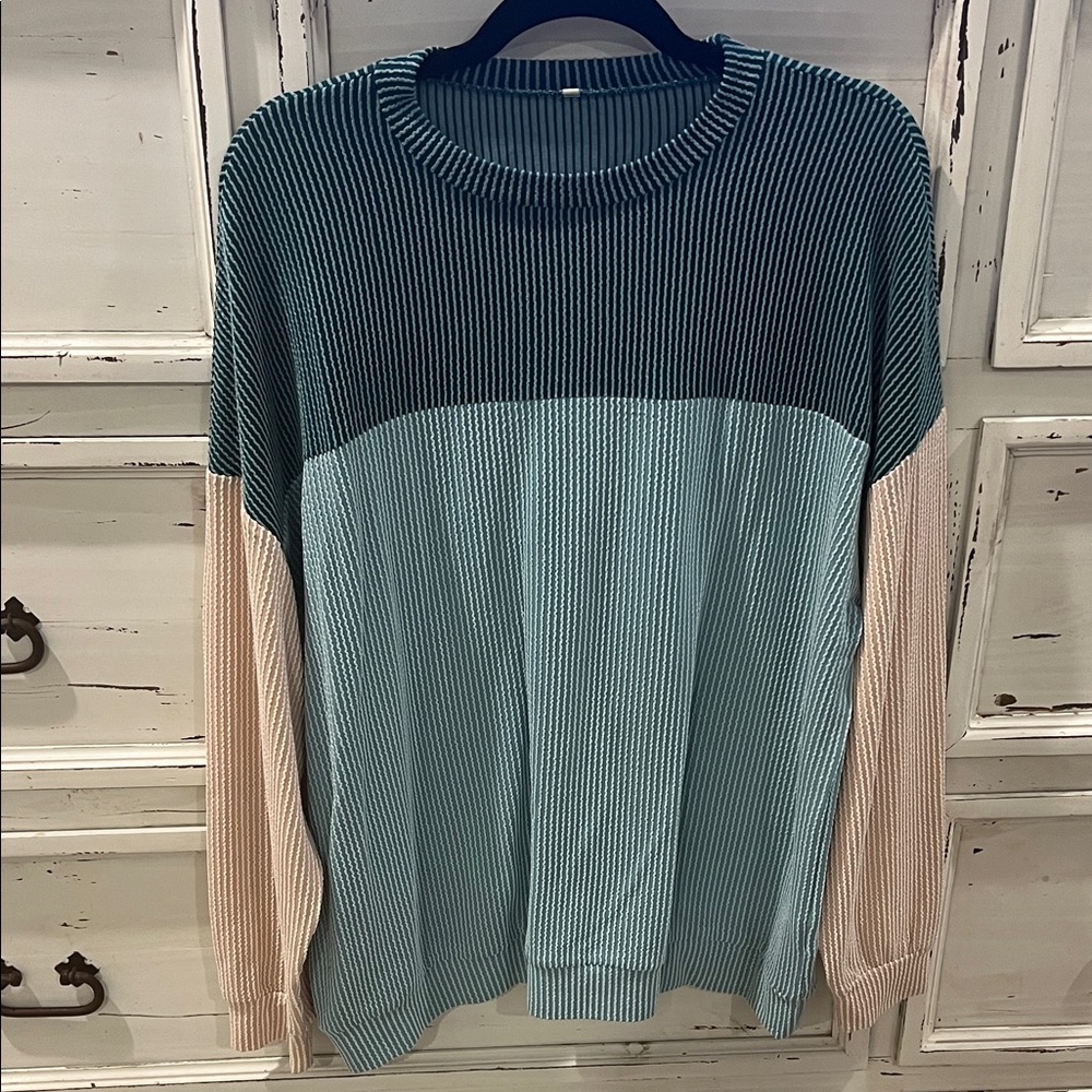 Striped Colorblock Sweater sz L
